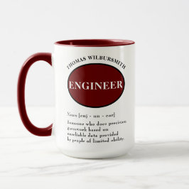 Taza Definición personalizada de ingeniero diverso