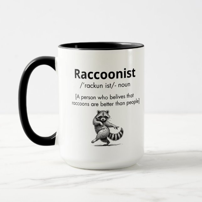 Taza Definición racista, raccoon lover, raccoon noun (Izquierda)