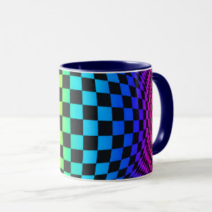 Taza Deformación de tablero de ajedrez arcoíris