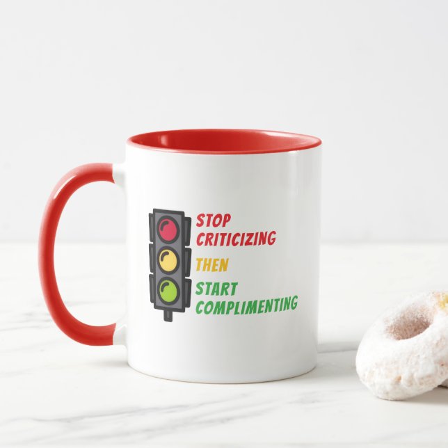 Taza "Deja de Criticar" (Con donut)