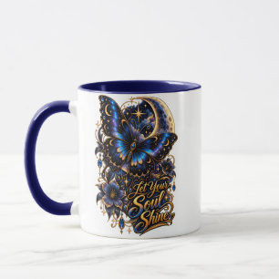 Taza Deja que tu alma brille Mariposa Celestial a dos c