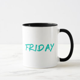 Taza Dejar caer el viernes en el diseño de las letras e