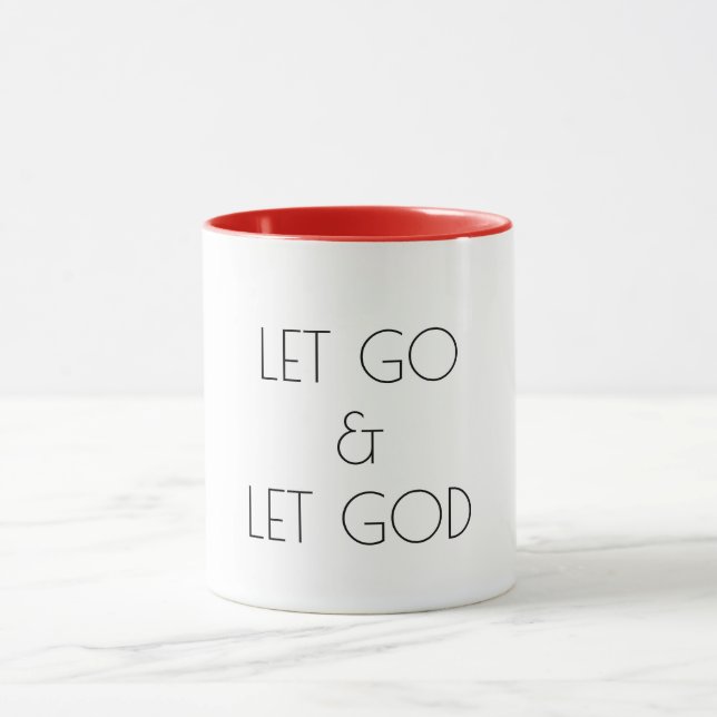 Taza Dejar ir y dejar que Dios tenga motivación inspira (Centro)