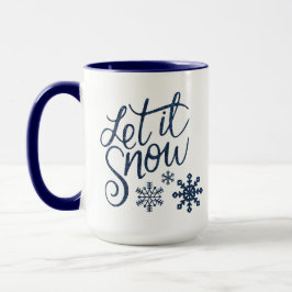 Taza Dejar que nieve azul y blanco café y cacao