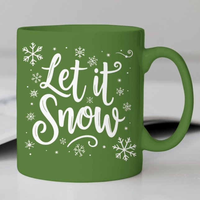 Taza Dejar que nieve cite con elegante guión blanco (Subido por el creador)