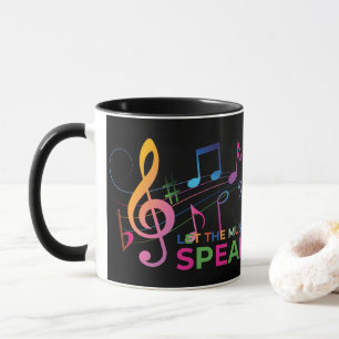 Taza Dejemos que la música hable, notas musicales