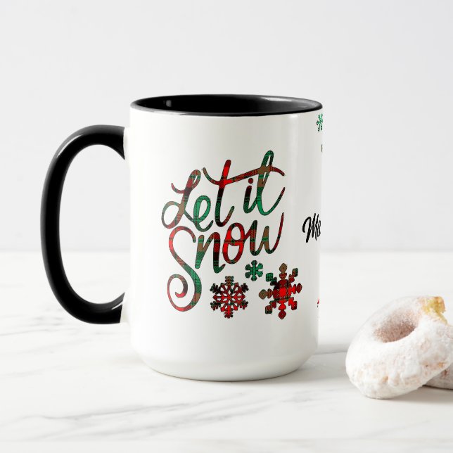 Taza Dejemos que la nieve golpee a los Navidades Mug (Con donut)
