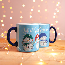 Taza Dejemos que nieva a los Navidades acuarelas festiv