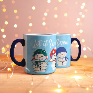 Taza Dejemos que nieva a los Navidades acuarelas festiv