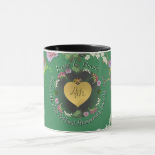 Taza del 4º Aniversario de Frutas y Florales