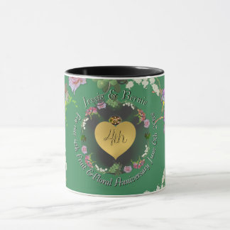 Taza del 4º Aniversario de Frutas y Florales