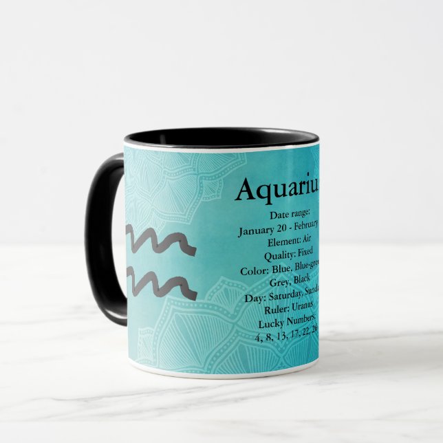Taza del acuario del Rótulo de la astrología del (Anverso izquierdo)