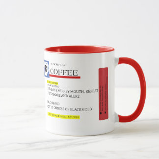 Taza del adicto a cafeína de la prescripción del