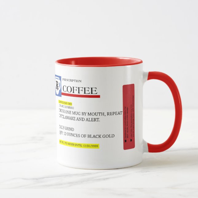Taza del adicto a cafeína de la prescripción del (Derecha)