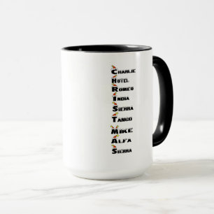 Taza del alfabeto fonético del navidad