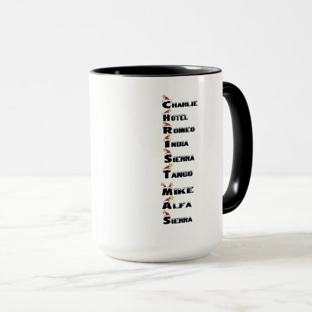 Taza del alfabeto fonético del navidad (Anverso derecho)