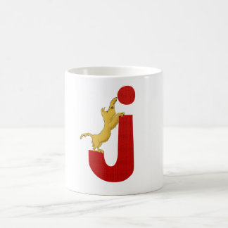 Taza del alfabeto J del perro