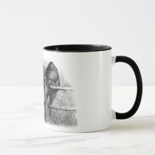 TAZA DEL AMANTE DEL CABALLO DEL ARTE DEL LÁPIZ