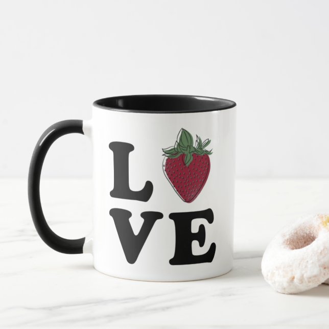 Taza del amor de la fresa (tecleo para cambiar (Con donut)