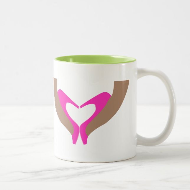 TAZA del AMOR del ZAPATO del fucsia y de la cal (Derecha)