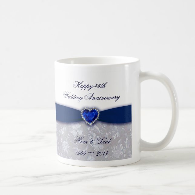 Taza del aniversario de boda del damasco 45.o (Derecha)