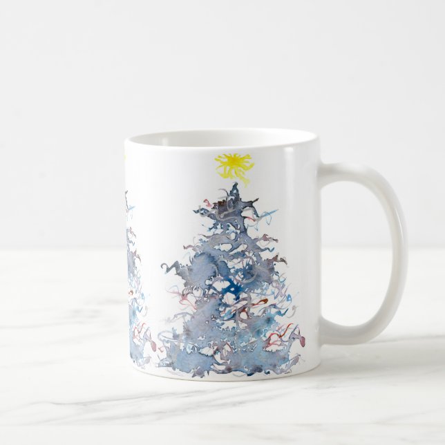Taza del árbol de navidad, azul (Derecha)