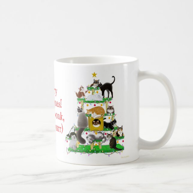 Taza del árbol del gato del navidad (Derecha)