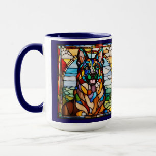 Taza del arco iris del pastor alemán lindo