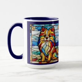 Taza del arcoíris del perro lindo Pomerania