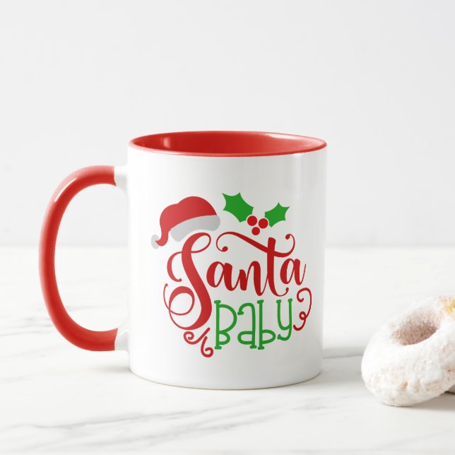 Taza del arte de la palabra del navidad del bebé (Con donut)