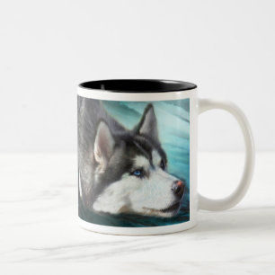 Taza del arte del husky siberiano