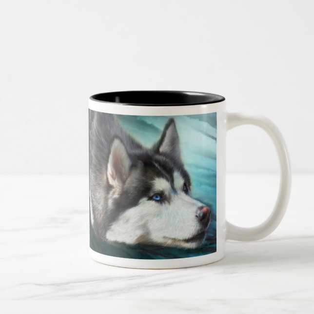 Taza del arte del husky siberiano (Derecha)