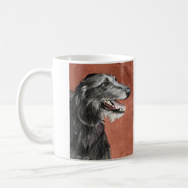 Taza del arte del perro de Deerhound del escocés (Izquierda)