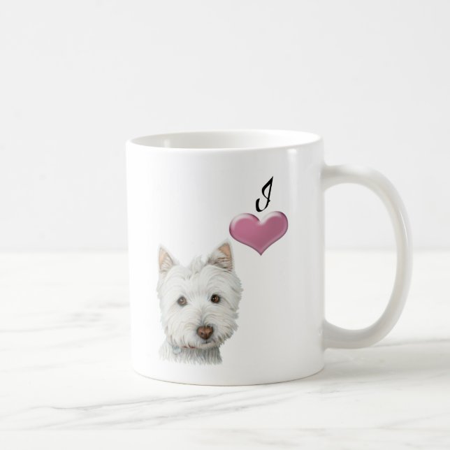 Taza del arte del perro de Westie del amor (Derecha)