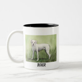 Taza del arte del perro del "boxeador blanco"