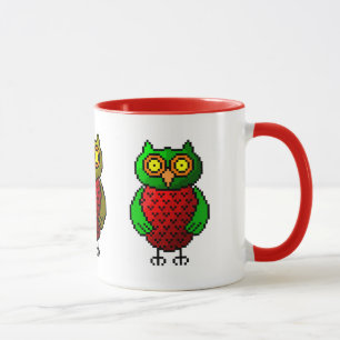 Taza del arte del pixel del búho