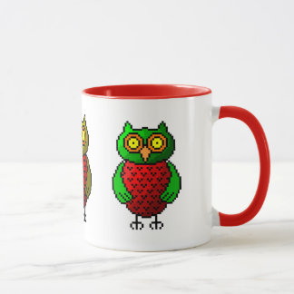 Taza del arte del pixel del búho