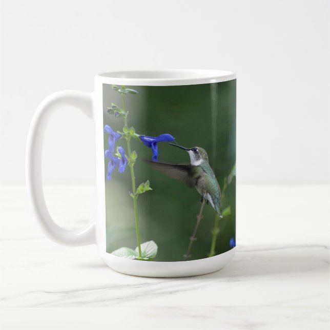 Taza del azul del zafiro del salvia del pájaro del (Izquierda)