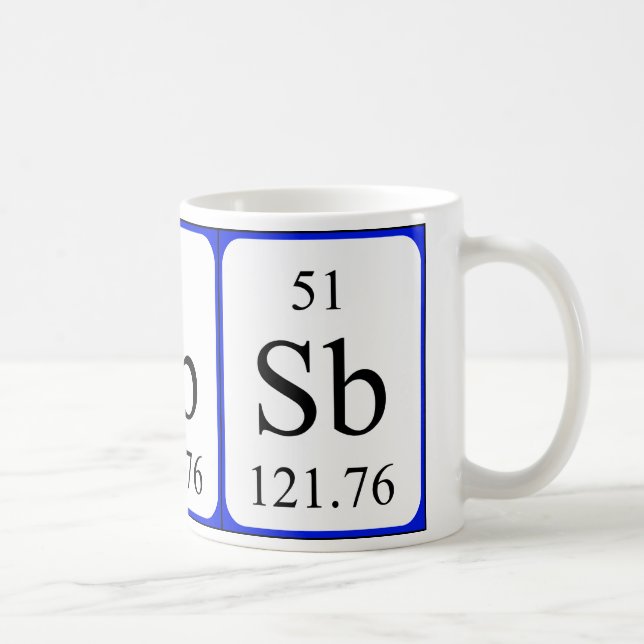 Taza del blanco del elemento 51 - antimonio (Derecha)