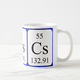 Taza del blanco del elemento 55 - cesio