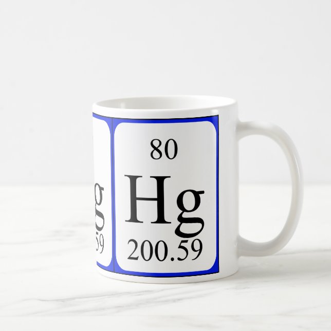 Taza del blanco del elemento 80 - Mercury (Derecha)