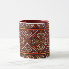 Taza del bordado de los espirales del rojo de