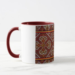 Taza del bordado de los espirales del rojo de