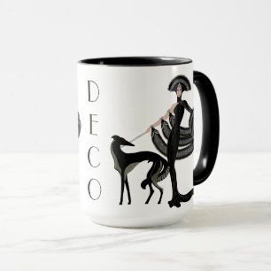 Taza del Borzoi del art déco