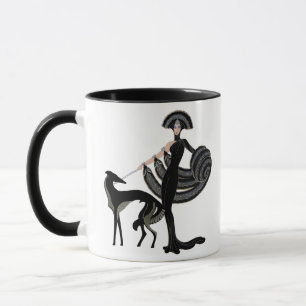 Taza del Borzoi del art déco