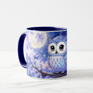 Taza del Búho Adorable Bajo la Luna