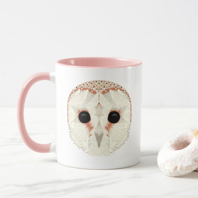 Taza del Búho de Granero Rosa (Con donut)