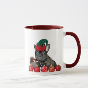 Taza del bulldog francés del navidad