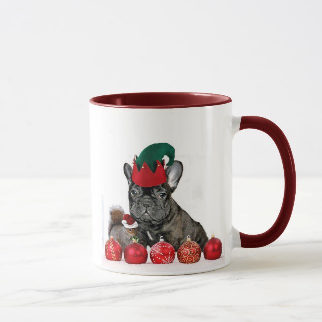 Taza del bulldog francés del navidad (Derecha)