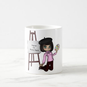 Taza del caballete del chica del artista